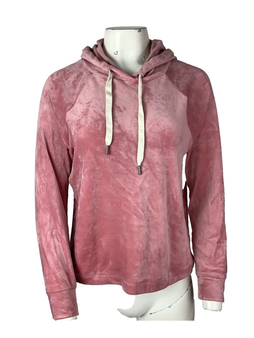 J Crew Sz S Soft Feel Pullover Casual Lounge Travel Velour Hoodie Pink